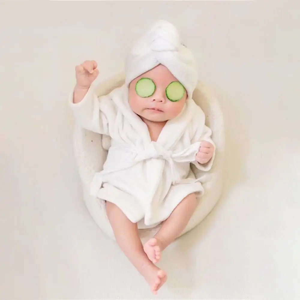 

Photography Props Newborn Baby Bathrobes Slippers Cucumber Photo Props with Headband Bath Towel Outfit Photo Shoot Accessories