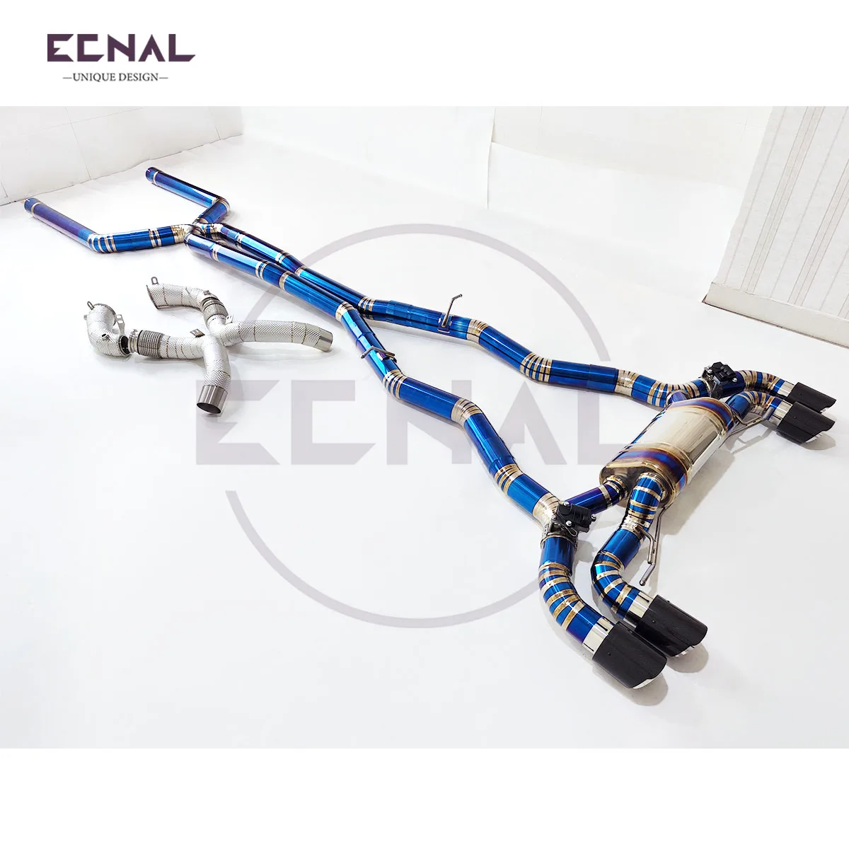 

Высокопроизводительная выхлопная система Ecnal: даунпайп и кэтбэк с клапаном для BMW F90 M5 V8 4.4T, с глушителем и клапаном