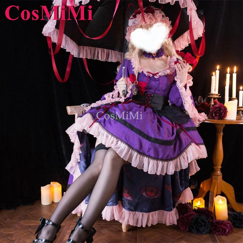 Cosmimi ชุดคอสเพลย์ผู้หญิงเกม touhou, Yakumo Yukari ชุดทางการหวานสวยชุดคาร์นิวัลชุดสวมบทบาท S-XL ใหม่