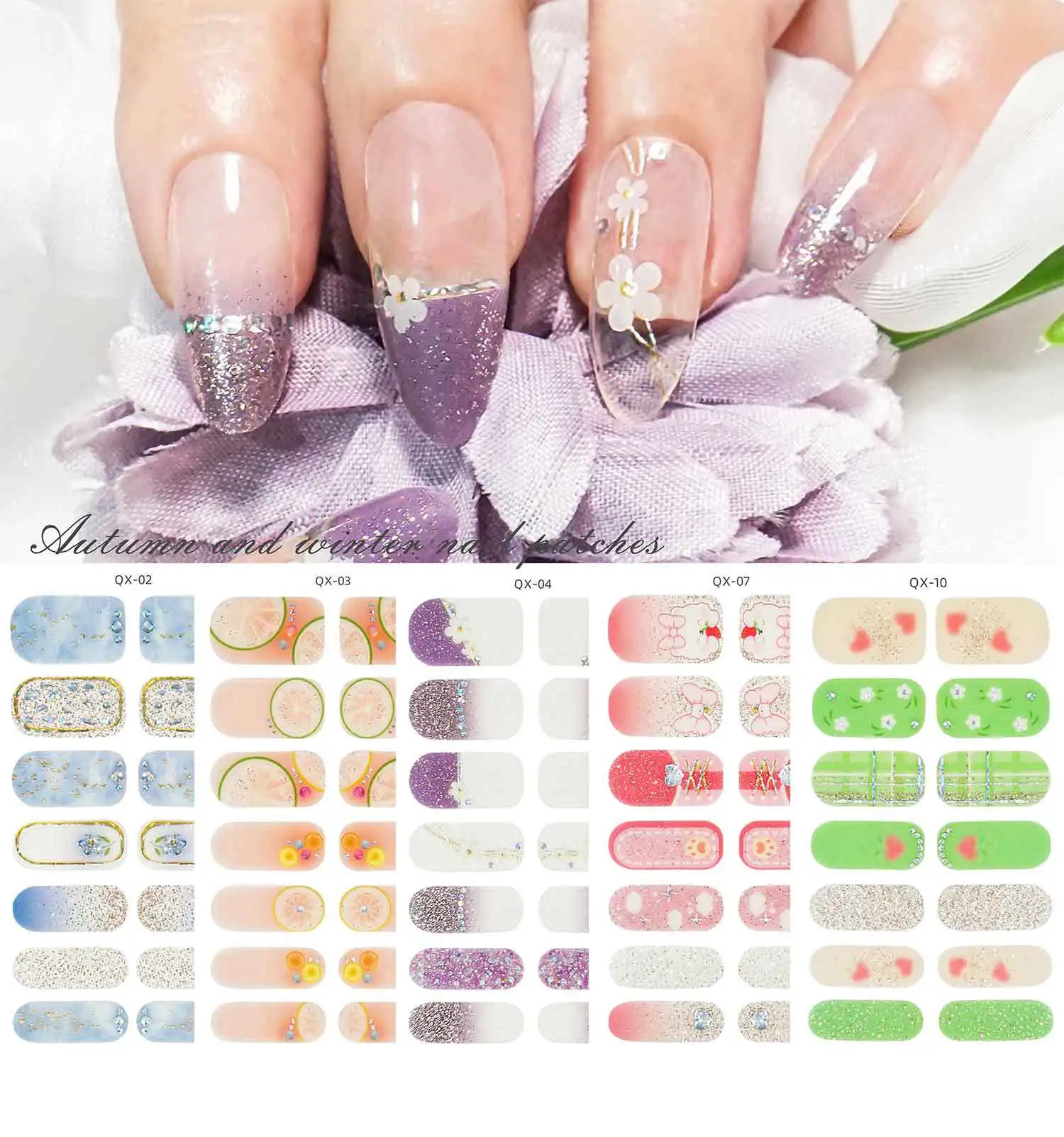 Baking Free Gel Nail Enhancement Nail Art Stickers Gradient 3D Glitter Foil Self-Adhesive Manicure DIY Nail Polish Strips Wraps*