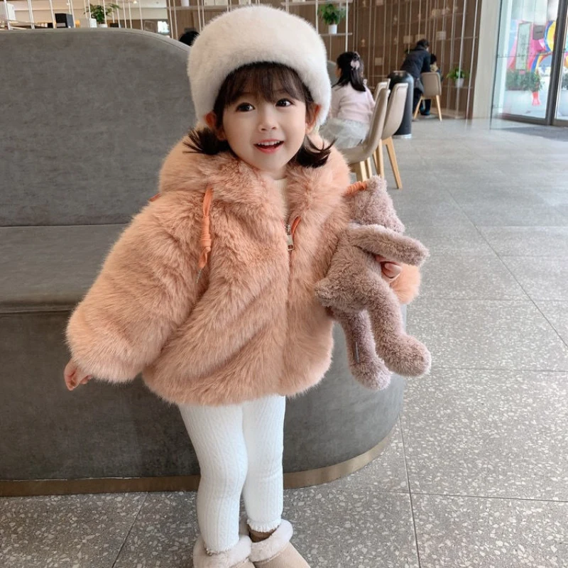 New Cute Autumn Winter Children Toddler Girl Clothing Coat For Little Girls Outerwear Baby Girl Clothes Kids Imitation Fur