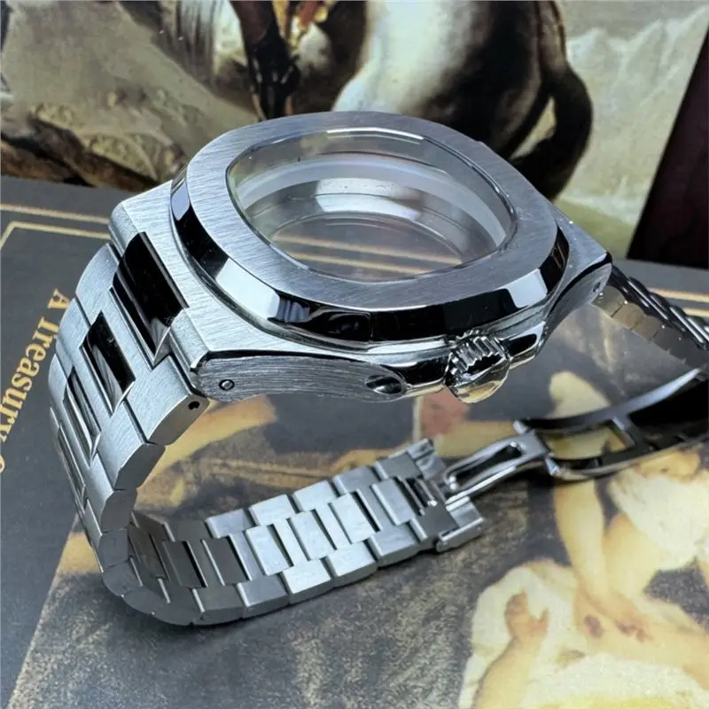 YANA50I Square Watch Case 316L Stainless Steel Bracelet Movement For NH34 For NH35 For NH36 4R35 Sapphire Glass Spare Parts