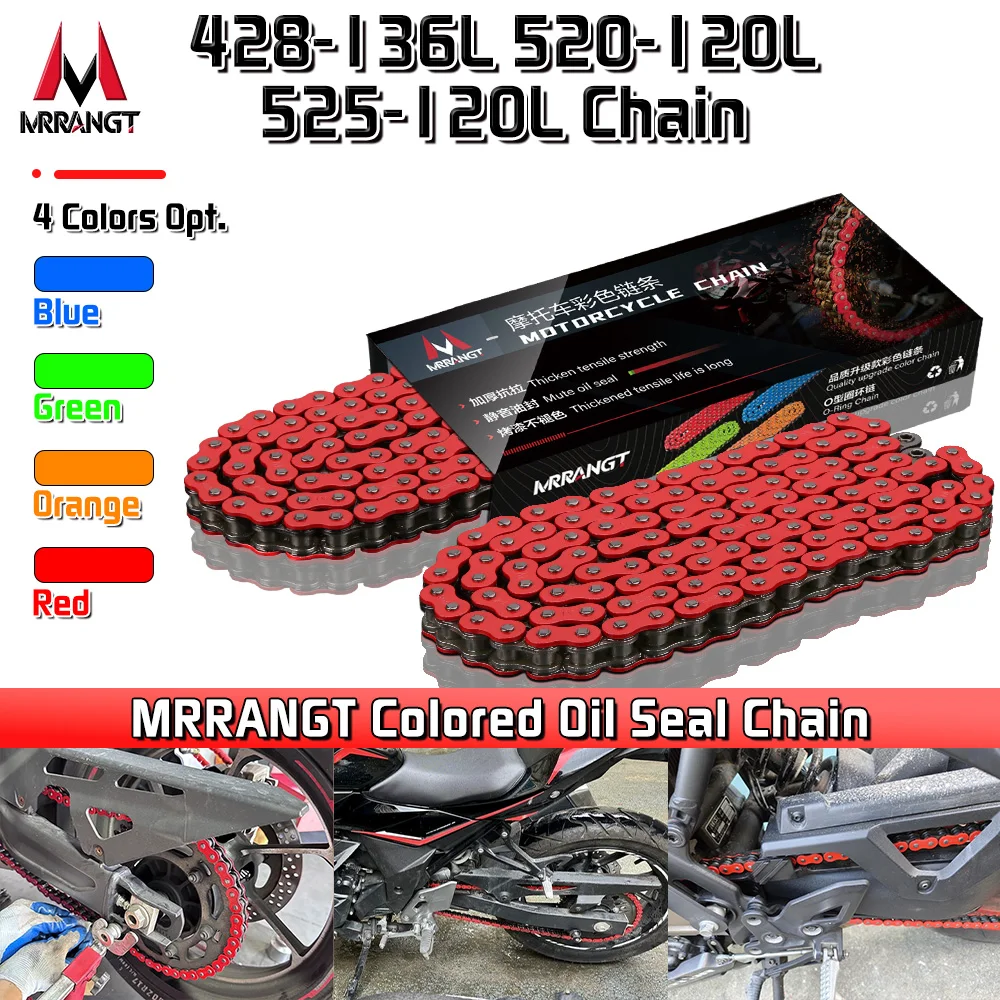 MRRANGT Motorcycle O-ring Oil Seal Chain Sets 428 520 525 Chains 136 120 Links Universal Fit For Honda Chain Replacement Parts
