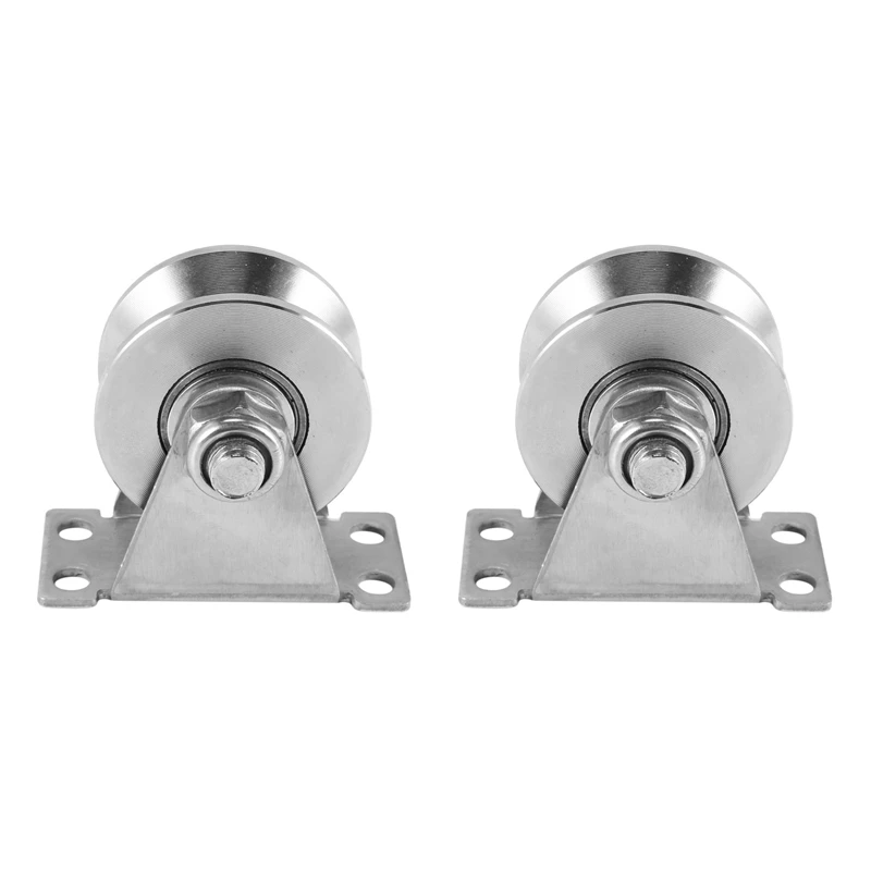 

2-Pack V-Type Stainless Steel Pulley Block Mute Bearings Groove Sliding Roller Track Wheel