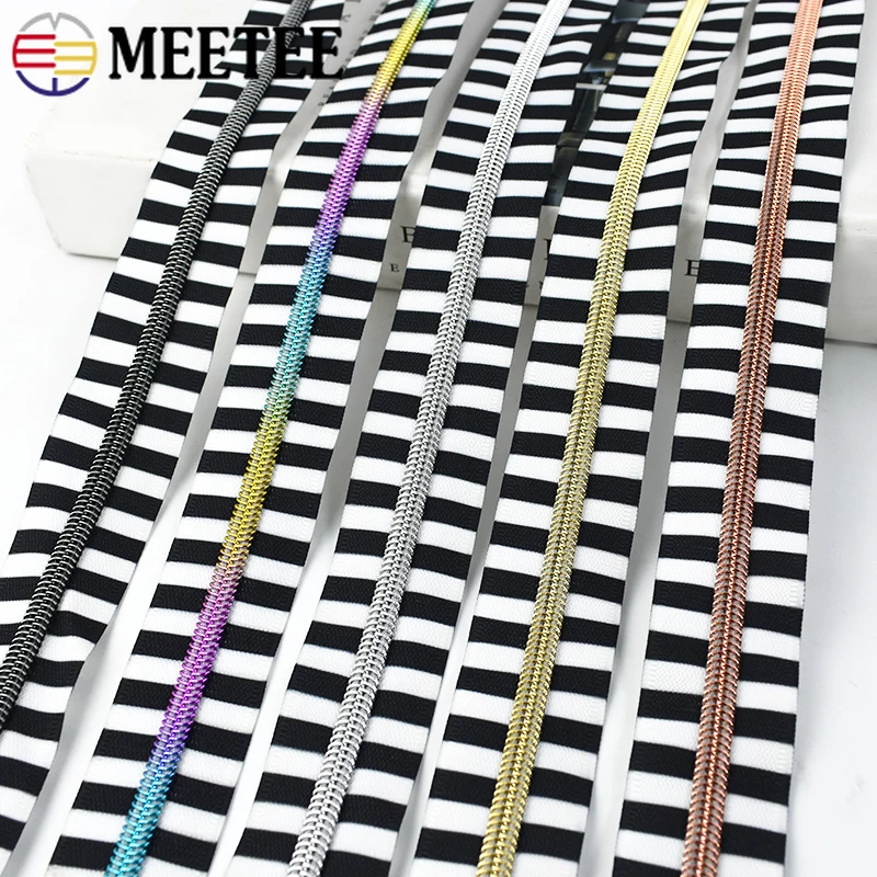 2/5/8/10M Meetee 5# Sewing Nylon Zippers By The Meter Clothing Bag Decoration Zipper Closures Coil Zip Repair Kit DIY Accessory