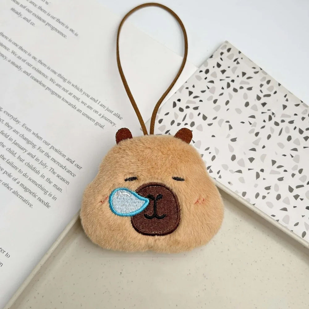 Car Key Decor Squinting Capybara Plush Keychain Beeping Blinking Capybara Key Ring Soft Heart Cartoon Animal Pendant Kids