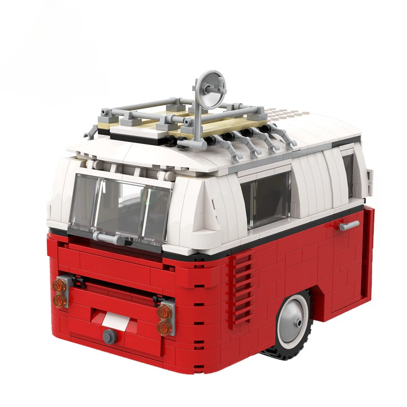 MOC-46121 Motor Home Caravan Building Blocks Set VW T1 Touring Car Camping Trailer Model DIY Kids Puzzle Toys Birthday Gift