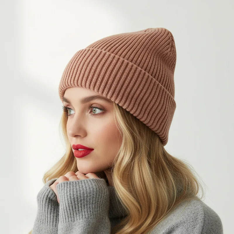 Graphite Washed Knitted Hat for Women with Brimless Outdoor Warm and Thickened Men's Woolen Hat Cycling Hat