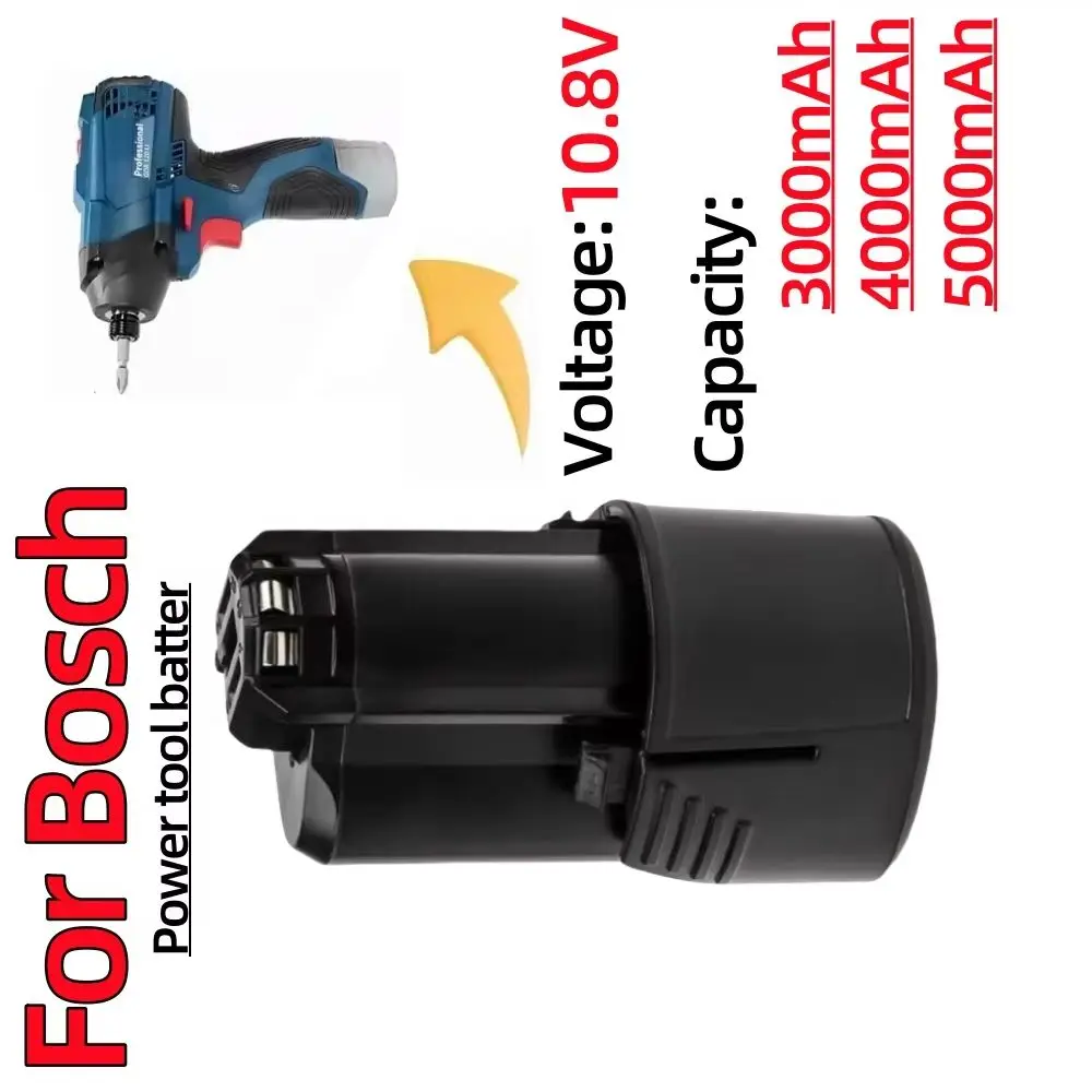 

10.8V 3000mAh/4000mAh/5000mAh Li-ion Battery For Bosch TSR1080 GSR10.8-2 GSA10.8V Power Tool Battery