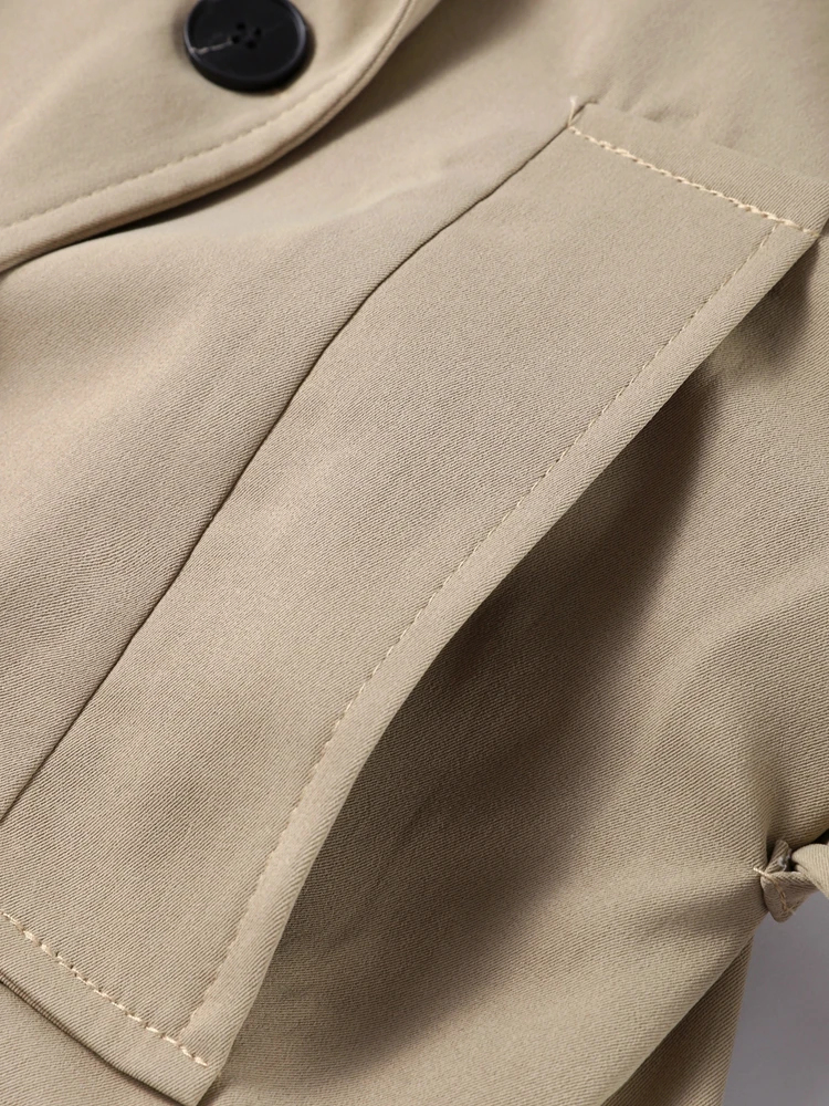 

Women's Lace-up Cropped Trench Coat Chic Collar Long Sleeves Lapel Wide Shoulder Windbreaker Jacket Fall Commuting Daily Jackets