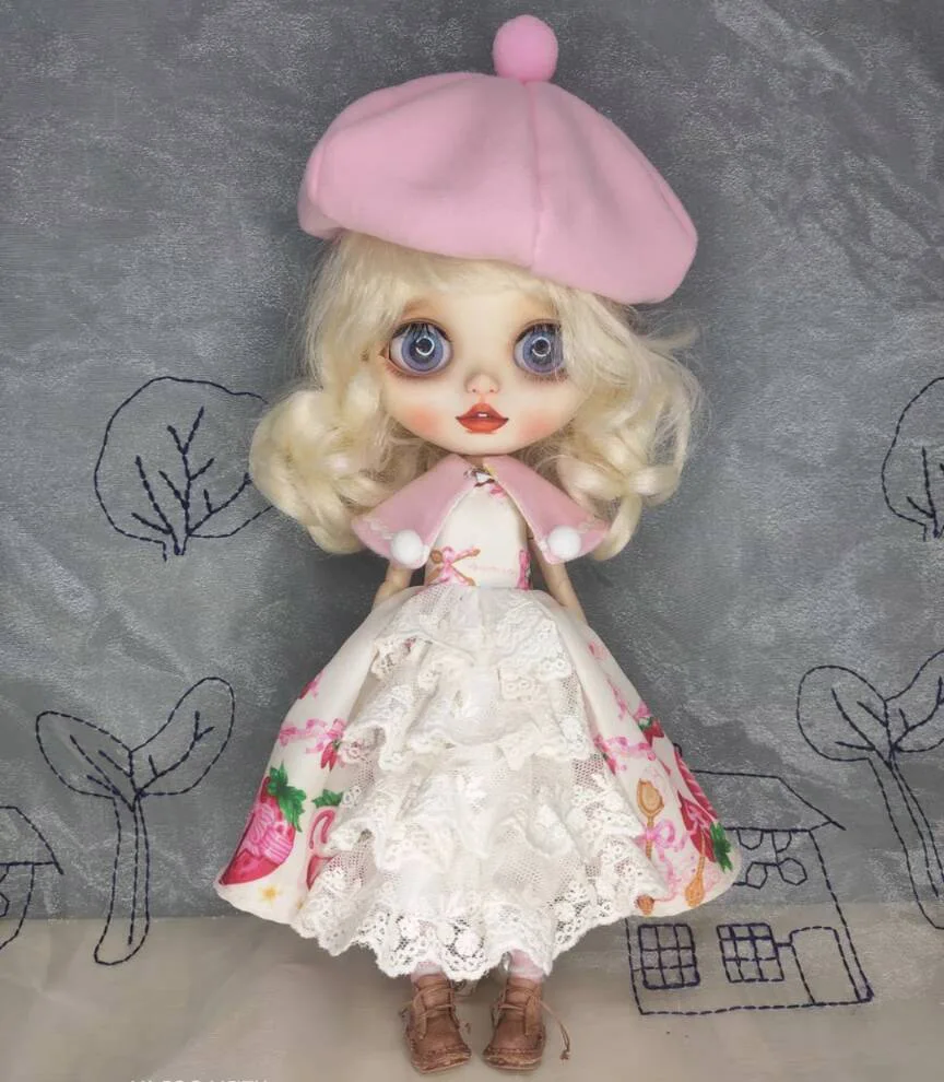 2024 whiter warm style 4pcs Blythe doll dress Main skirt, shawl, socks, hat 1/6 BJD 30cm for Pullip,Ob22,Ob24, Licca