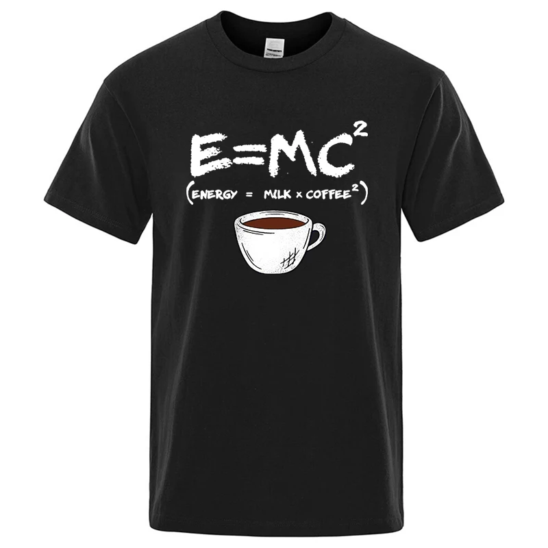 T-shirt da uomo estiva casual divertente energia = latte + caffè stampa uomo fresco allentato O-collo top per manica corta maschile Teese