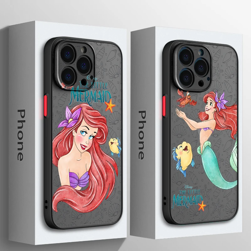 Cute The Little Mermaid For Apple iPhone 15 14 13 12 11 Mini Pro Max 8 7 6S 6 XR X XS Plus Frosted Translucent Phone Case