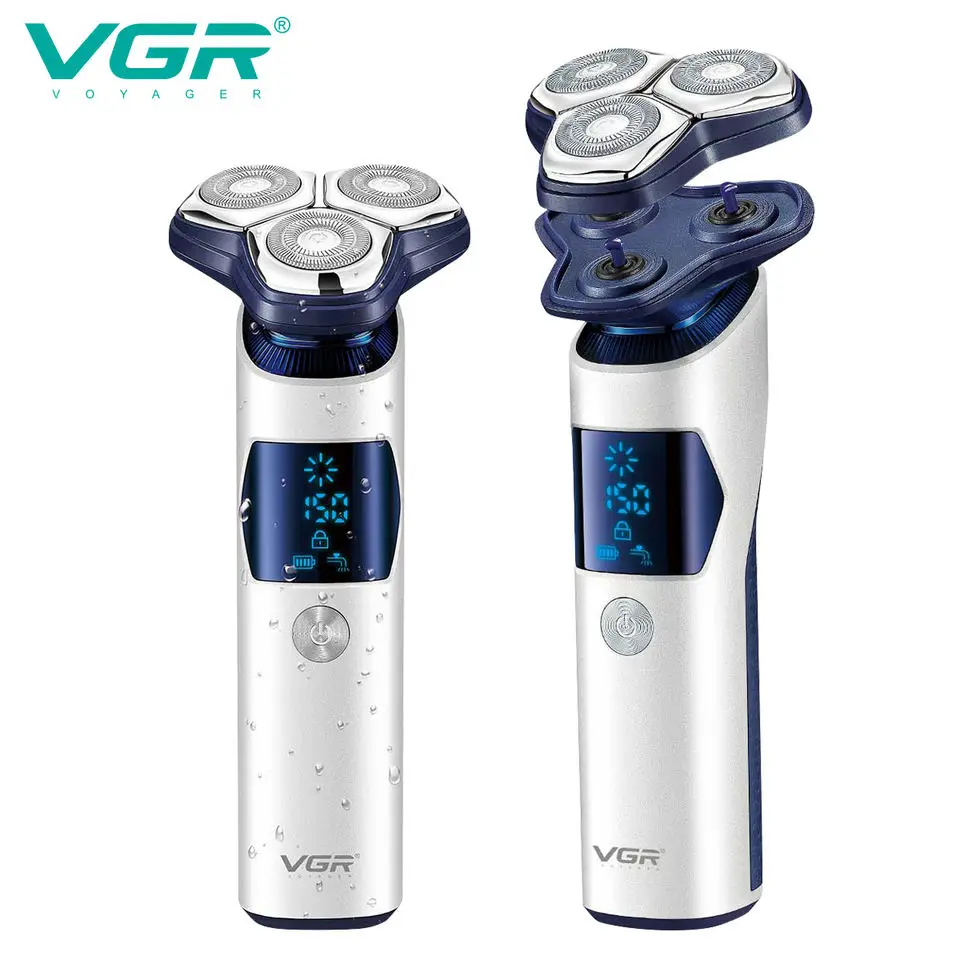 VGR 3D Pro Electric Shaver For Men Washable Beard Rotary Electric Razor Rechargeable Facial Shaving Machine Wet Dry USB