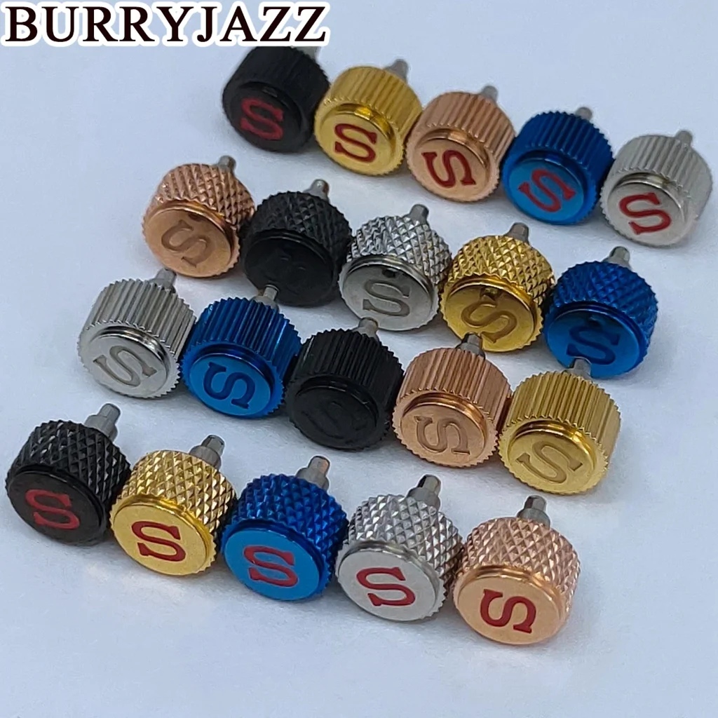 Burryjazz-S تاج لحركة الساعة ، وقطع غيار ، والفضة ، والوردي ، والأسود ، والذهب ، والأزرق ، NH35 ، NH36 ، 4R35 ، 7S26 ، SKX007