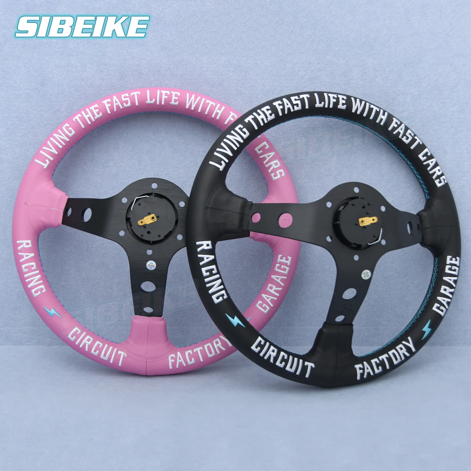 FATLACE VERTEX Embroidery Steering Wheel Universal Pink Black Sim Racing Gaming Steering Wheel