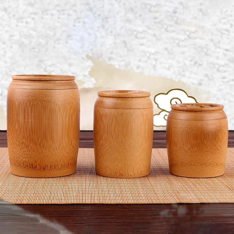 

Portable Bamboo Tea Canister, Travel Food Storage, Candy Jar, Container Box for Tea, Coffee Beans, Nuts, Spices