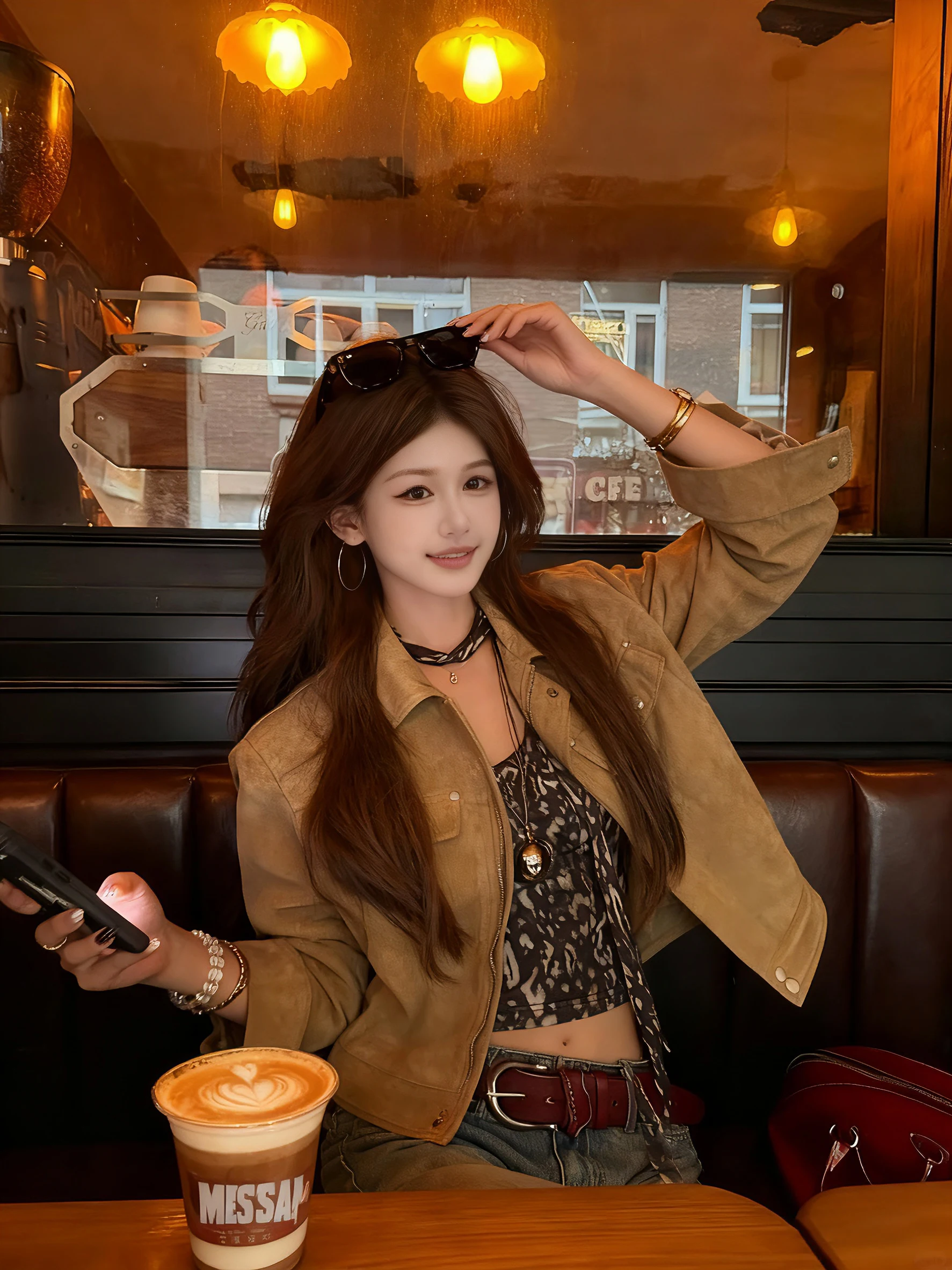 

Коричневый замшевый джерт в стиле ретро, женский кожаный джерт с откидным воротником, осень-зима, новый свободный крой на молнии для поездок на работу