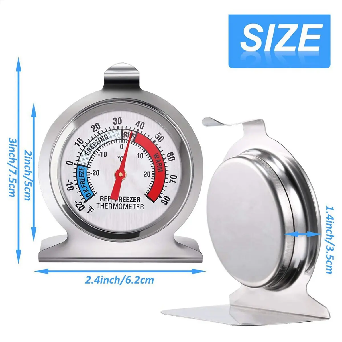 Rank! 9X Refrigerator Freezer Thermometer Series Large Dial Thermometer Temperature Thermometer for Refrigerator Freezer
