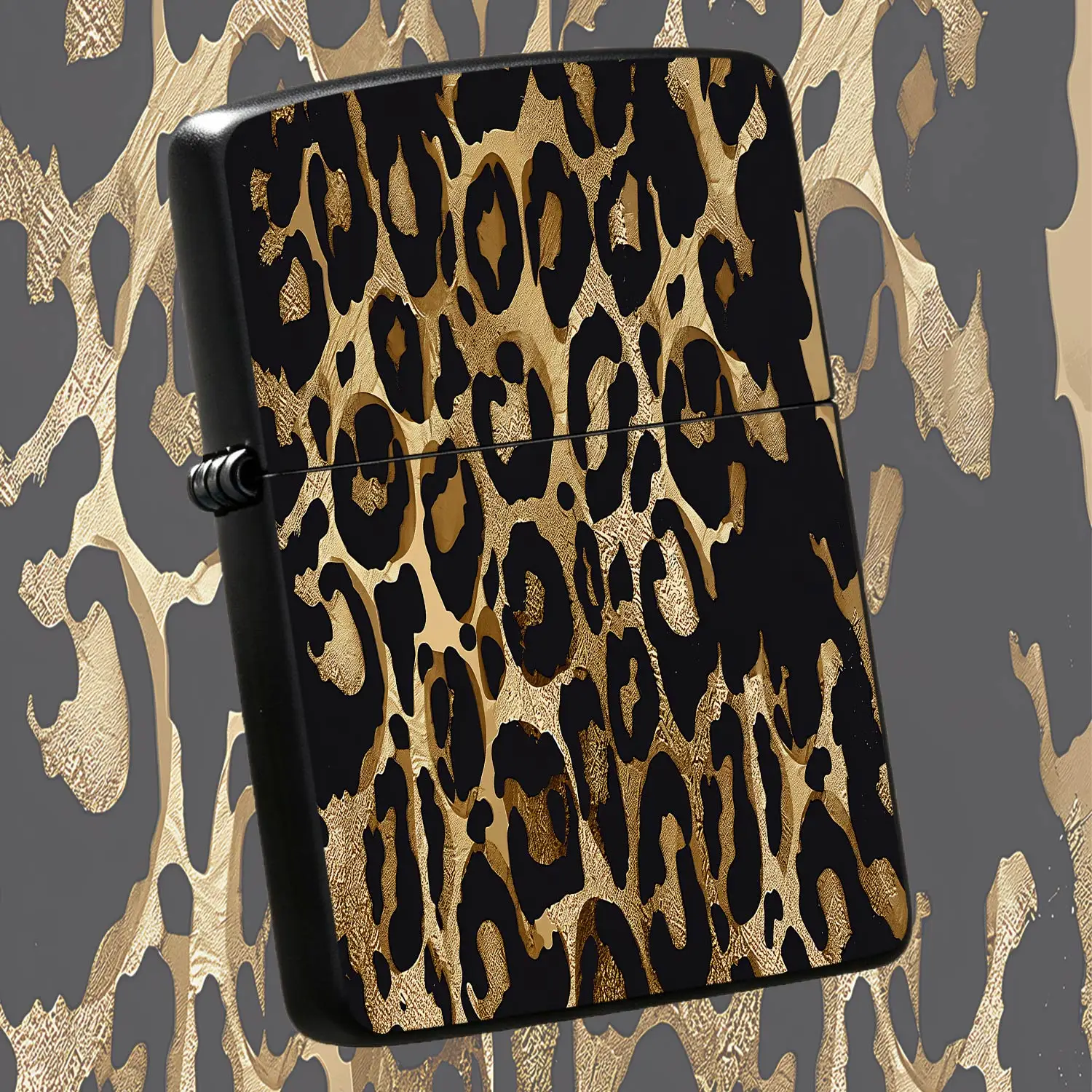 Stylish Black Gold Leopard Print Lighter, Exquisite Foil Crafted Trendy Accessory, Portable Decorative Item Suitable For Daily Use, Dating, Gathering And Various Scenarios, Ideal Practical Gift For Yourself And Your Fri A Humorous And Inter