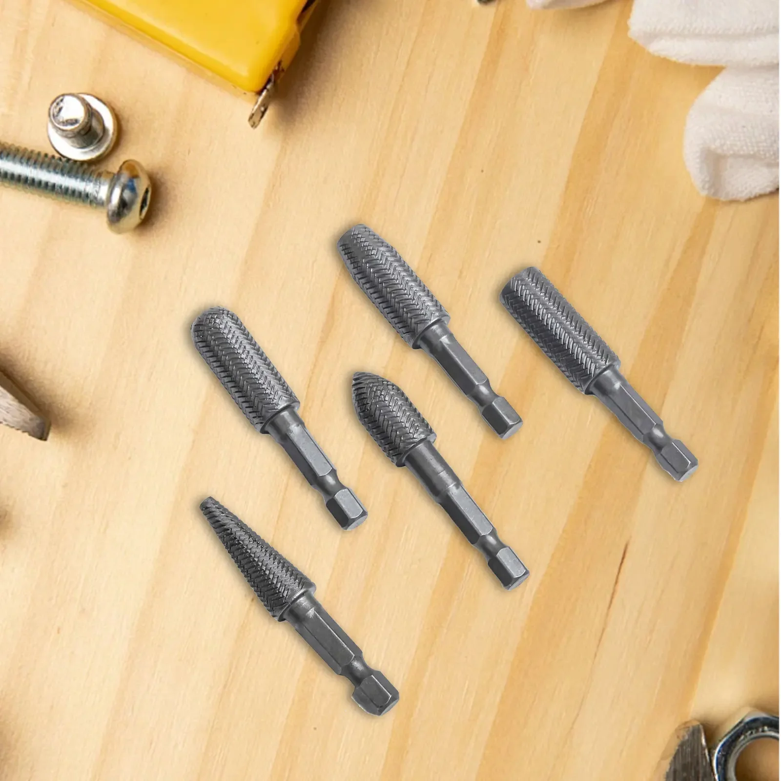 Hex Shank Drill Bits Set Carpentry Steel Grinding Tool Rotary File 1 4 Inch Hex Shank Heat Treated High Carbon Steel
