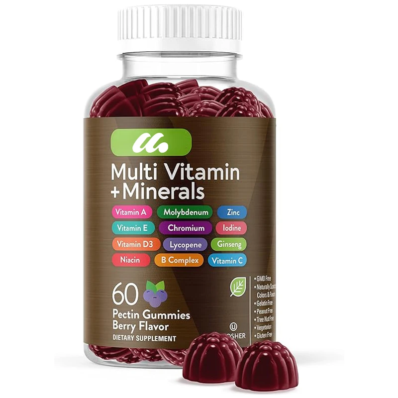 Contains 12 vitamins and minerals - including vitamins C,D3, E, A, zinc,etc. - vegetarian, gluten free, and non GMO -60 capsules