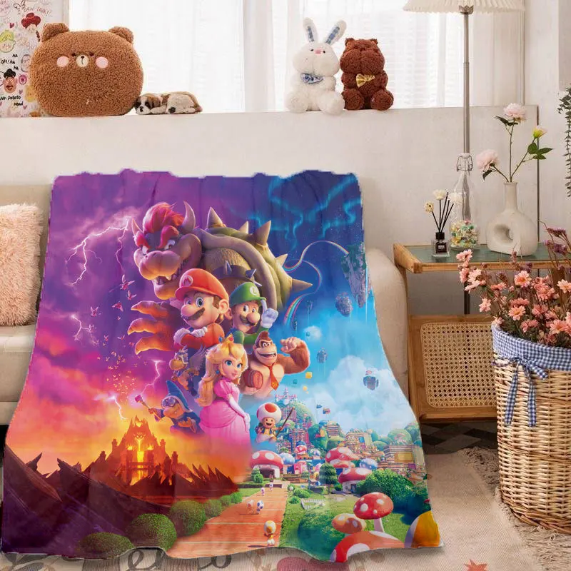 

Mario Print Movie Game Autumn and Winter Blanket One Piece Plus Office Nap Blanket Air-conditioned Room Warm Blanket