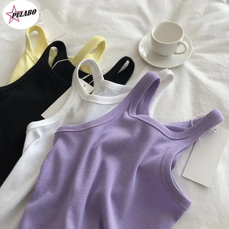 PULABO Women Tank Tops Sexy Cropped Top Female Women Summer Camisole Camis Black White Sport Clothes For Women