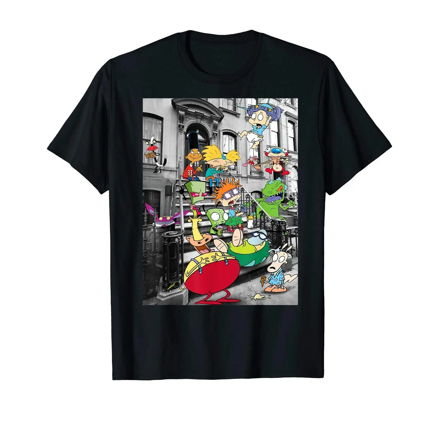 Classic Nicktoons Hanging On Stoop T Shirt DMN t-Shirt for Men,   Women BlackPrinting vintage Luxury oversizedUnisex 