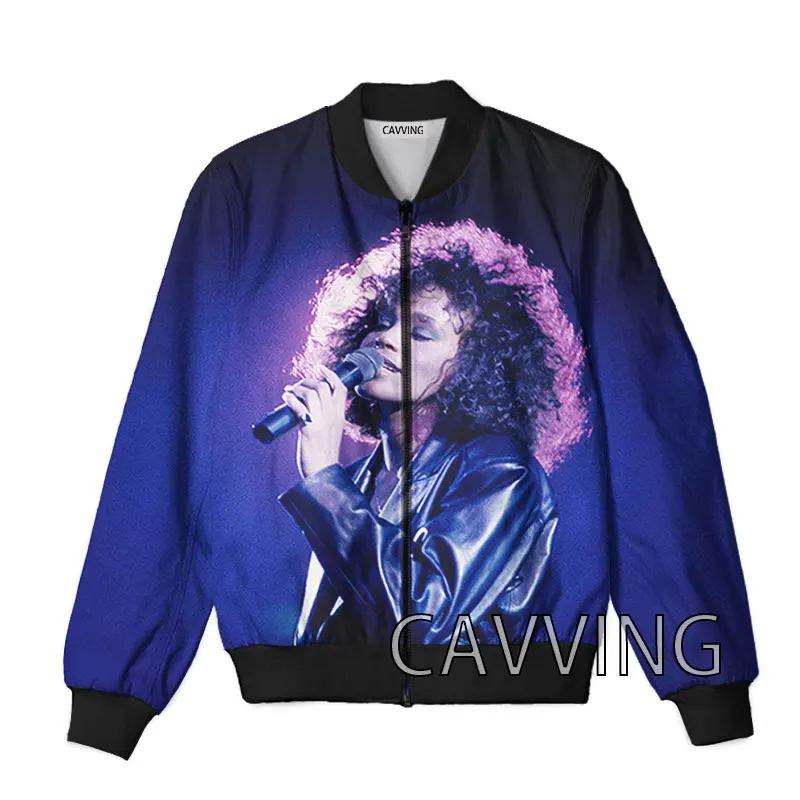 New Fashion Women/Men\'s 3D Print  Whitney Houston  Zipper Bomber Jackets Men Overcoat Mens Coat Zip Up Jackets