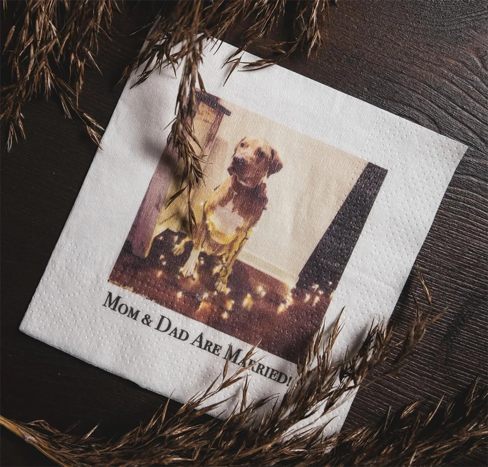 50pcs MOM AND DAD are married napkins / Wedding napkins/ Dog photo napkins / Cat photo napkins / Party napkins / Dog Mom / Dog