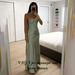NFYN Green Stain Evening Dress Woman Mermiad Pleat Night Dress Simple Strapless Celebrity Dress Sexy Formal Gown Customized