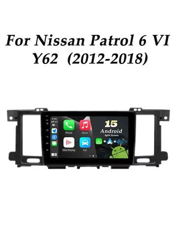 Para Nissan Patrol 6 Vl Y62 2012 - 2018 Radio de coche Video Audio reproductor Multimedia Carplay navegación GPS pantalla dividida pantalla QLED