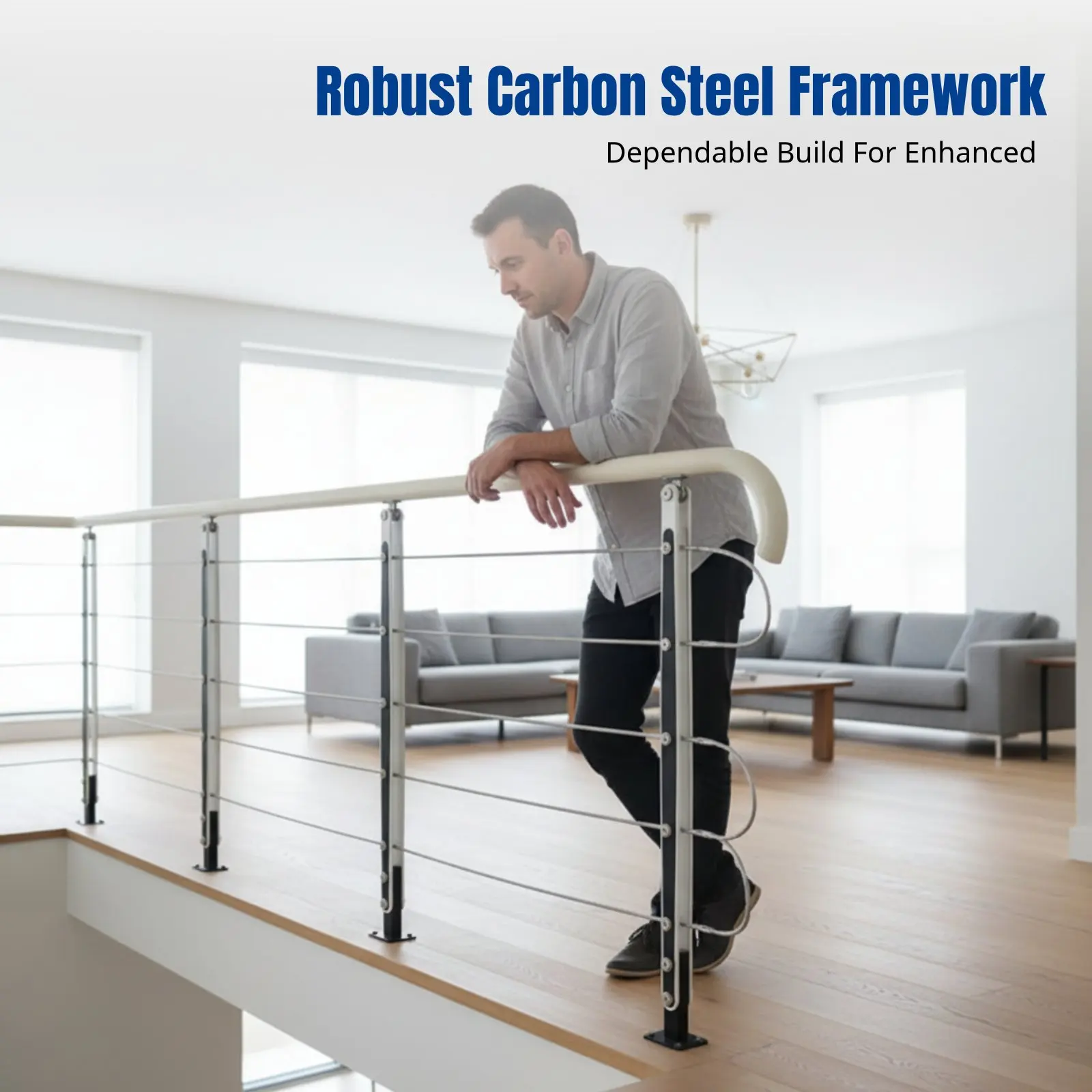 Brushed Stair Handrail Guardrail, Metal Kit, Minimalist Luxury, Indoor Home, DIY Installation, No Cement Base - view 4