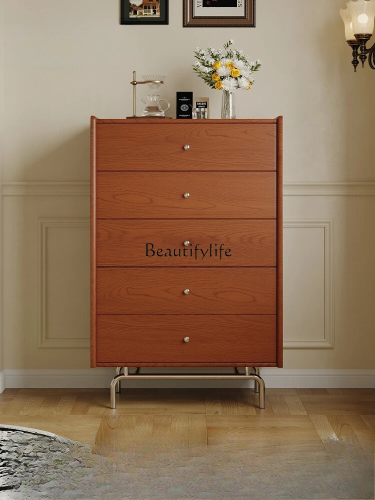 

/Retro high-footed chest of drawers, living room against the wall, ash wood, large-capacity storage locker