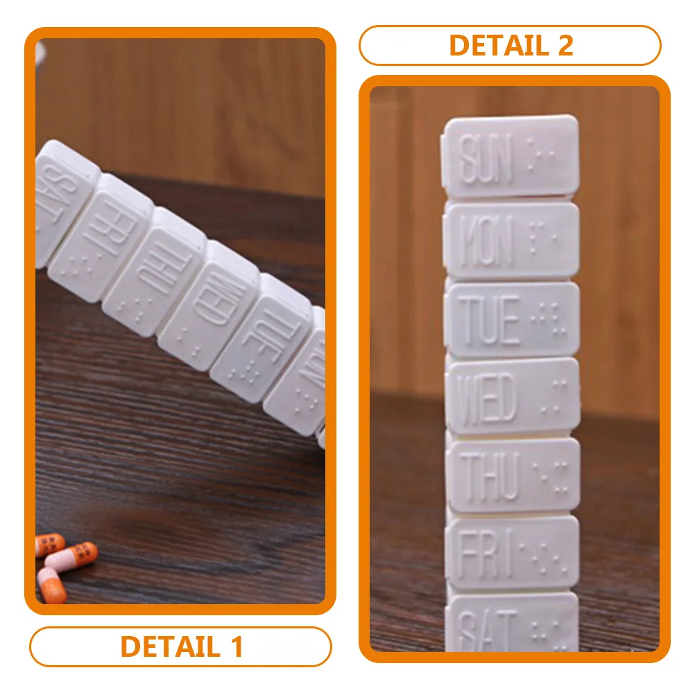 

7 шт., органайзер для лекарств Braille, еженедельный контейнер для хранения таблеток, безопасный портативный держатель для лекарств для визуально снятия длительного обслуживания