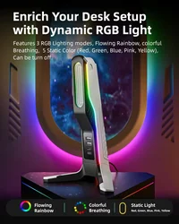 RGB Gaming Headphone Stand Lighting Effects Headphone Stand Holder Rack USB Port Tybe-c Port Desktop Headset Bracket
