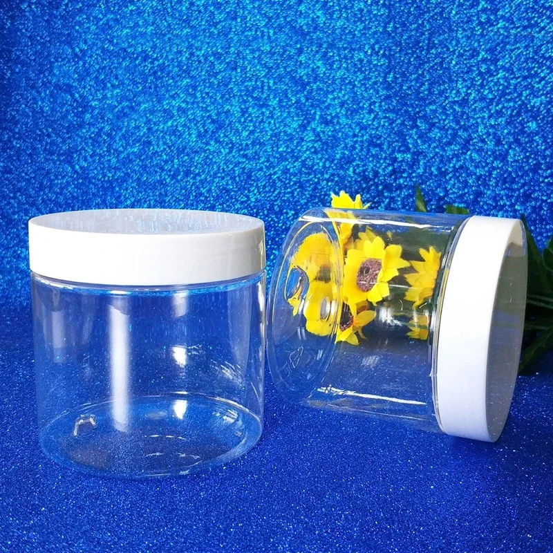 Clear PET Plastic Jars 150ml 200ml 250ml Transparent Empty Cosmetic Mask Cream Wax Packaging Containers Pots with Lids