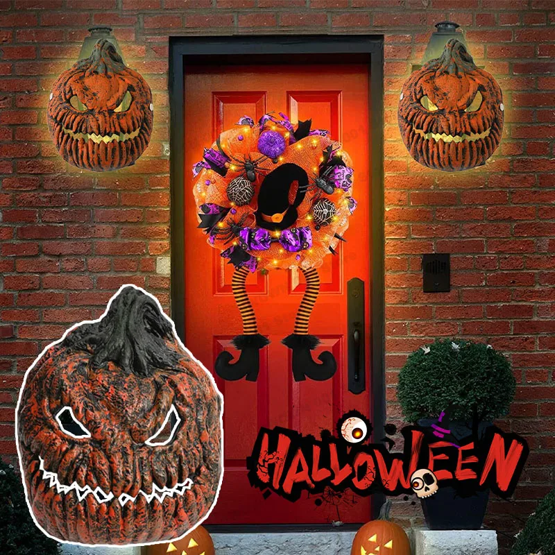 

Halloween Pumpkin Lamp Shade for Porch Decor Spooky Party Haunted House Door Wall Light Decoration for Halloween Night