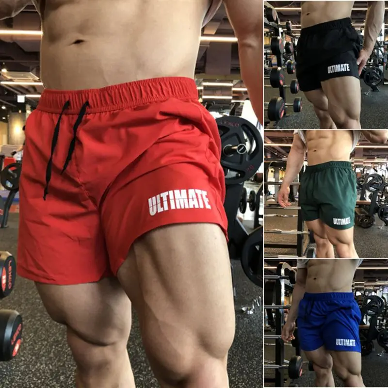 Sports Fitness Shorts Brother Three Quarter Pants Quick Dry Breathable Elastic Muscle Men Weight Dog Squat Plus Size M-3XL