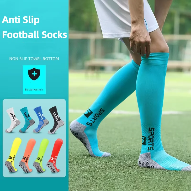 Non Slip Long -Tube Football Socks Adults Kids Style Anti Slip Soccer Cycling Running Antibacterial Deodorant Sports Grip Sock