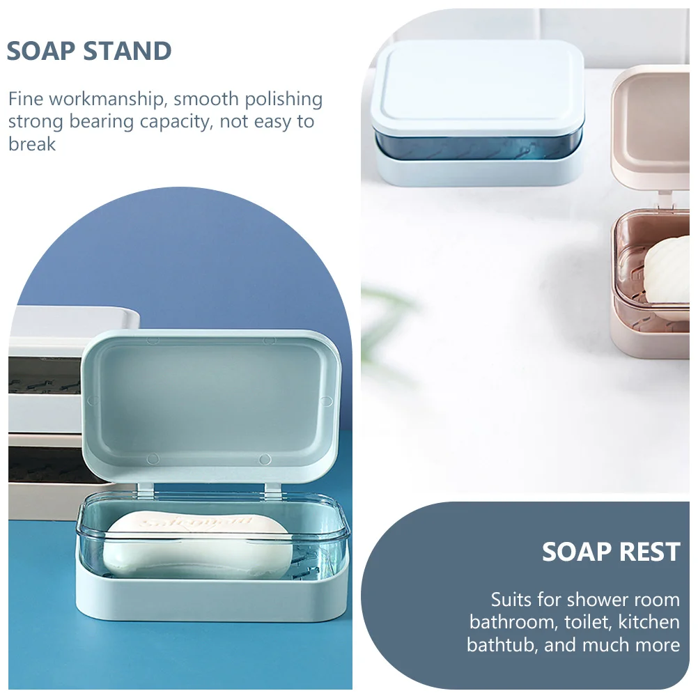 

Compact Soap Tray with Locking Lid Efficient Drainage System Suitable for Bathroom Kitchen Shower Travel Use Plastic Soap Dish