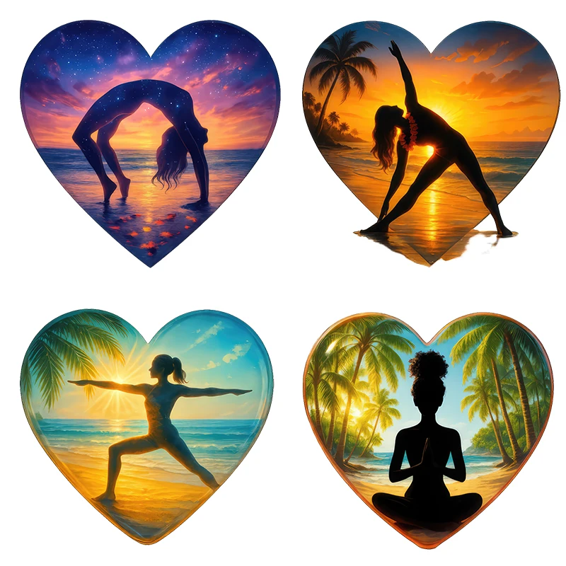 Three Ratels CD173 The Yoga Art of Beautiful Sunset Beach Wall stickers are used for home decoration  sports hall decals
