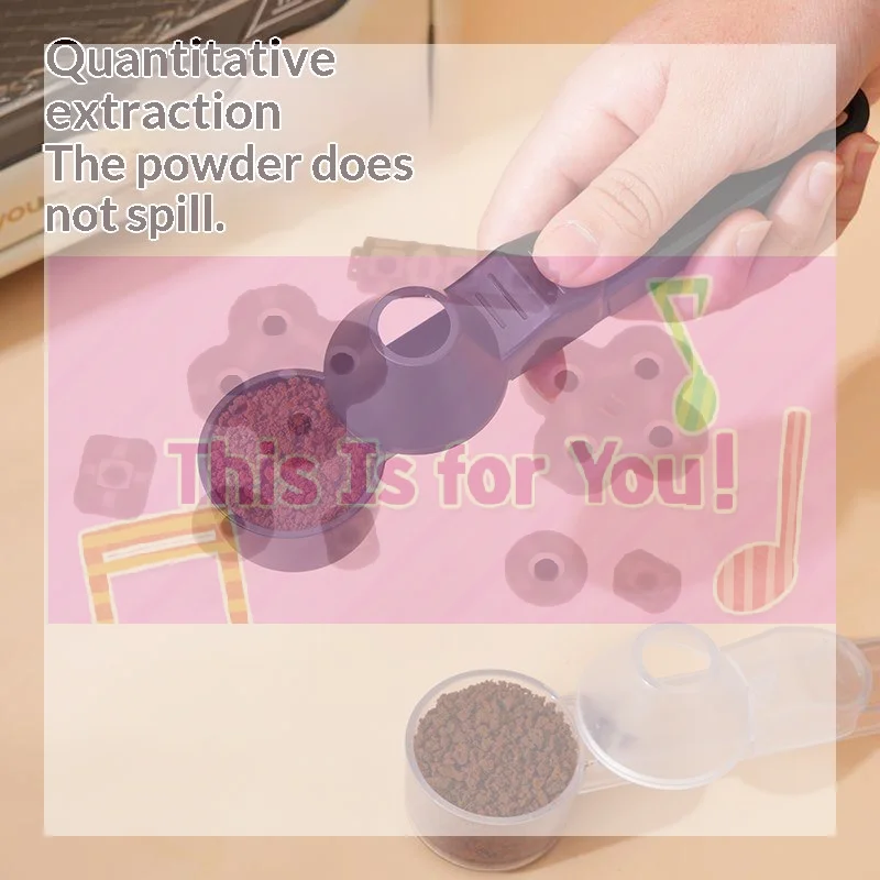 【MA】Creative Sliding Leakproof Coffee Scoop Protein Powder Measuring Spoon With Funnel & Hanging Hole For Kitchen Bar Gym Trave