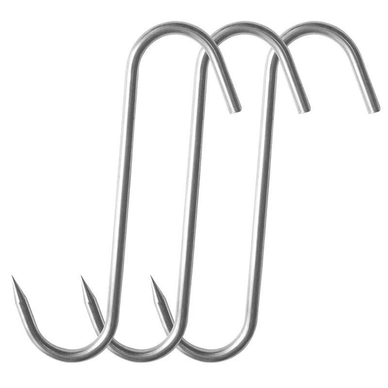 10pcs S-shaped Hook Multi-function Stainless Steel Kitchen Tool Meat Roast Duck Hanger Hanging Organizer