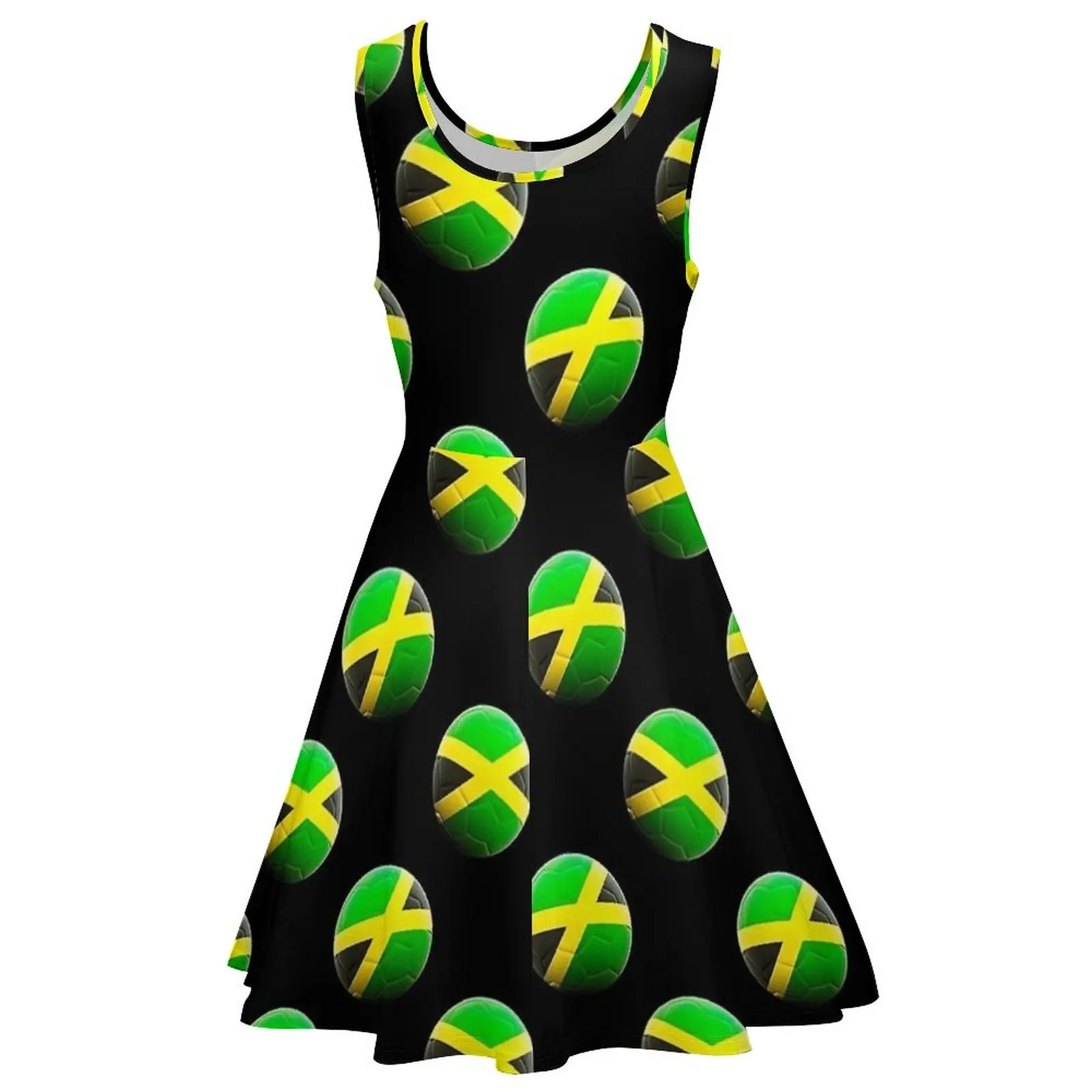 Robe jamaïcaine taille haute pour dames, robe de plage personnalisée, vêtements de rue, robe de skate respirante, sensation de ballon de football jamaïcain