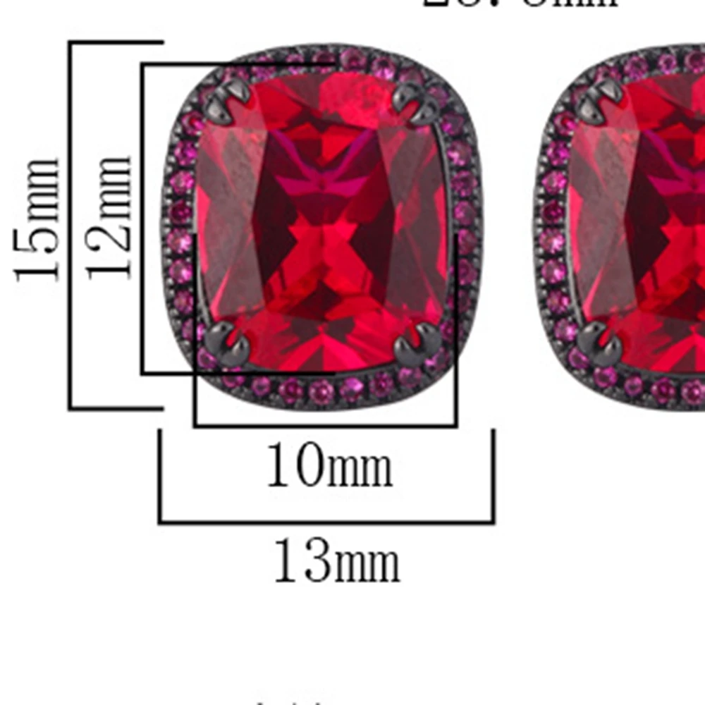 Poduszka KQDANCE wycięta 10*12mm szafirowe rubinowo czerwony kolczyki z korundem z niebieskim kamieniem w kolorze czarnym pozłacana biżuteria dla