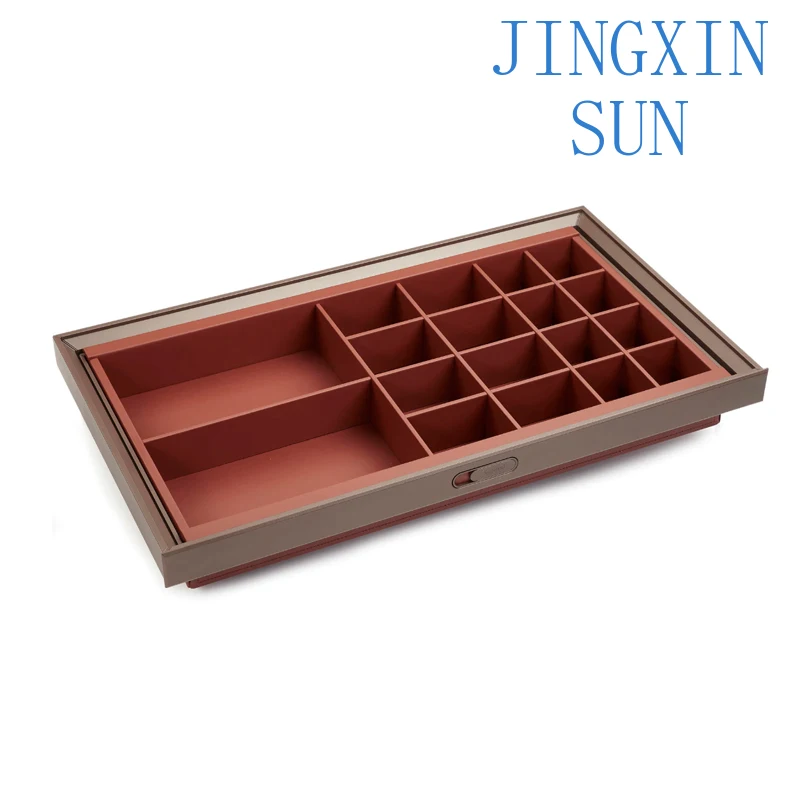 Wardrobe Drawer Style Leather Underwear Storage Basket Damping Buffering Push Pull Cabinet Grid Classification Storage Box
