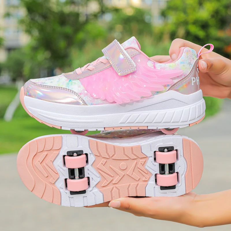 

Viral Kids' Heelys New: Girls' Summer 4-Wheel Detachable, Boys' 2-Wheel & Student Transformable Wheeled Skates