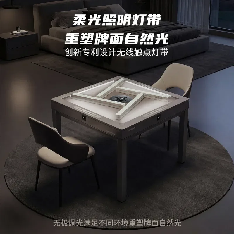 Automatic Silent Mahjong Table Foldable Dual Purpose for Dining and Card Room Household Electric Mahjong Machine with Roller